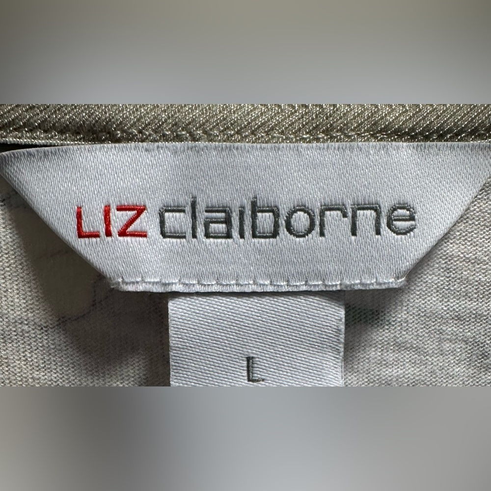 LIZ CLAIBORNE size LARGE orange & yellow Floral Short Sleeve Top - Picture 6 of 7